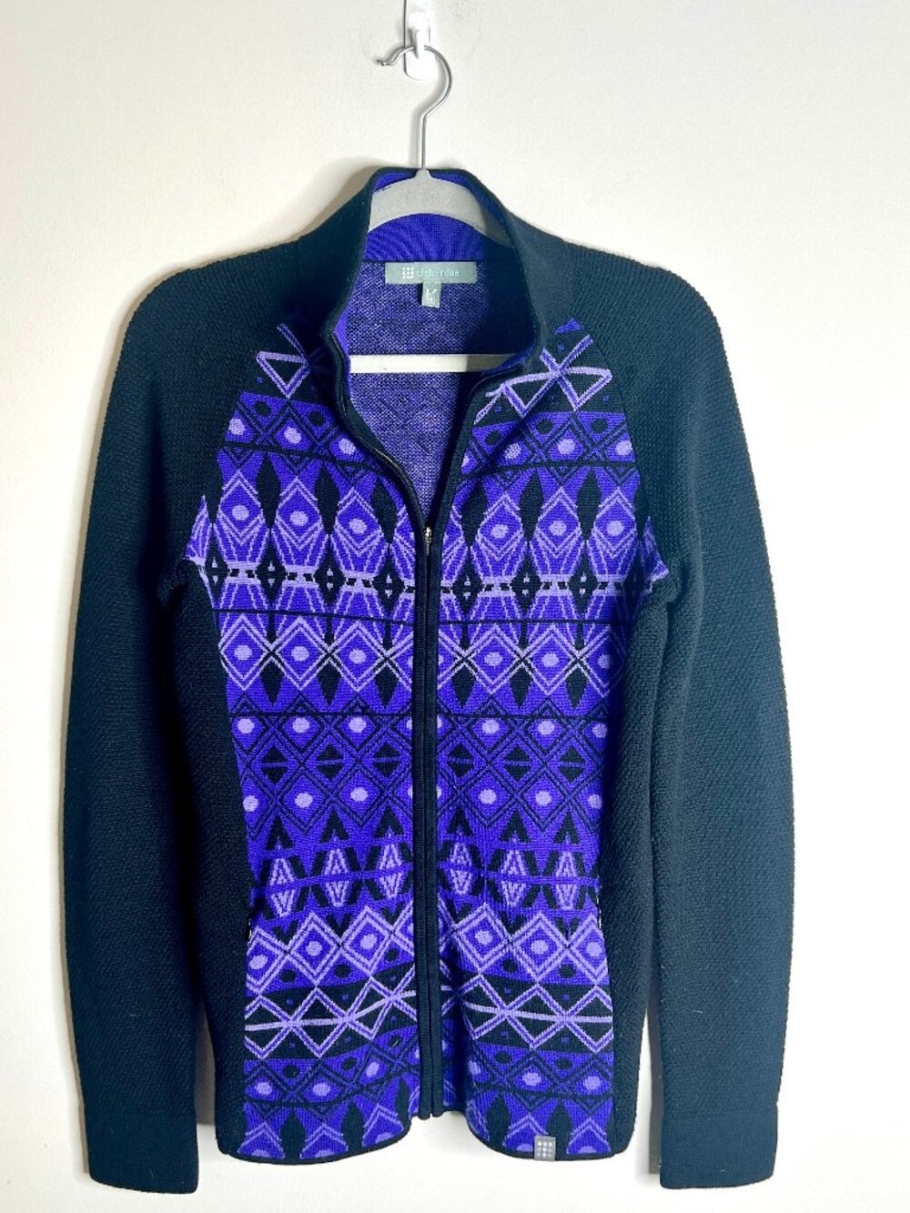 Title Nine 100% Extrafine Merino Wool Fair Isle Full Zip Cardigan Outdoor M